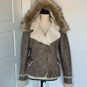 LSSFSJ Laundry by Shelli Segal Faux Suede/Fur Jacket